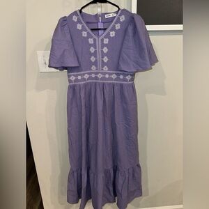 SHEIN Purple Embroidered Dress